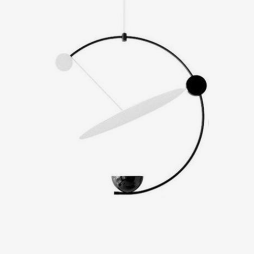 Suspension design LED avec arc de cercle noir et boule lumineuse Creative