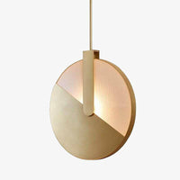 Minimalist gold metal disc LED pendant light
