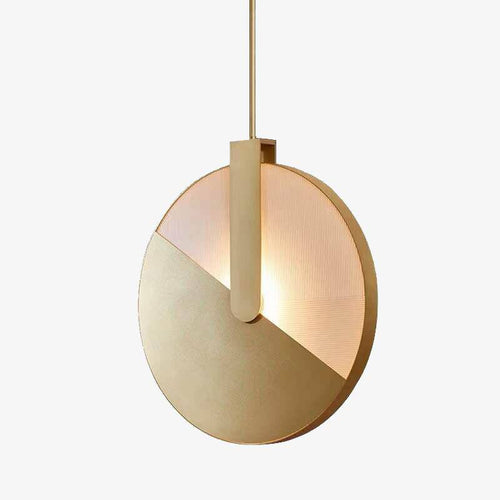 Minimalist gold metal disc LED pendant light