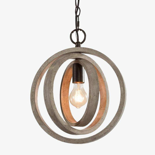 Suspension design LED avec plusieurs cercles en bois rétro