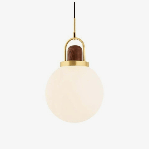 Suspension design LED boule en verre et métal doré style wood