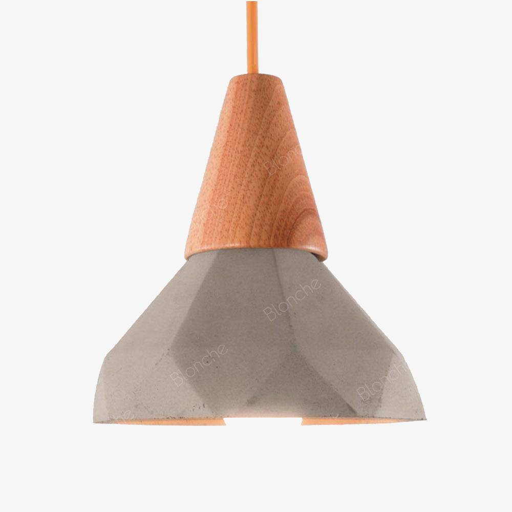 Suspension design LED en ciment et bois style Loft Decor - vue 2 sur 10