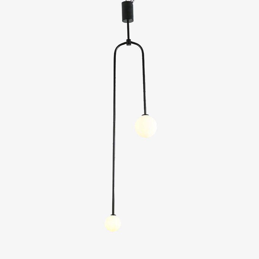 Suspension design LED en métal avec double boule en verre Fly - vue 2 sur 8