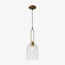 Suspension design LED en verre arrondi et anneau doré