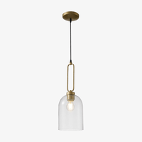 Suspension design LED en verre arrondi et anneau doré