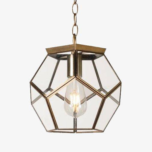Suspension design LED en verre aux formes pentagonales style rétro - vue 2 sur 4