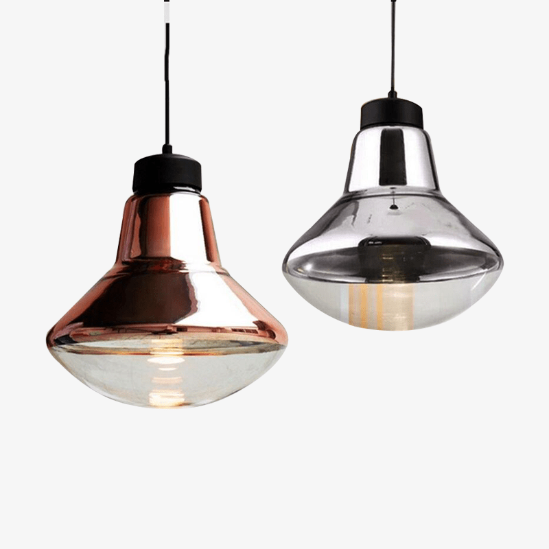 Suspension design LED en verre chromé Bronze