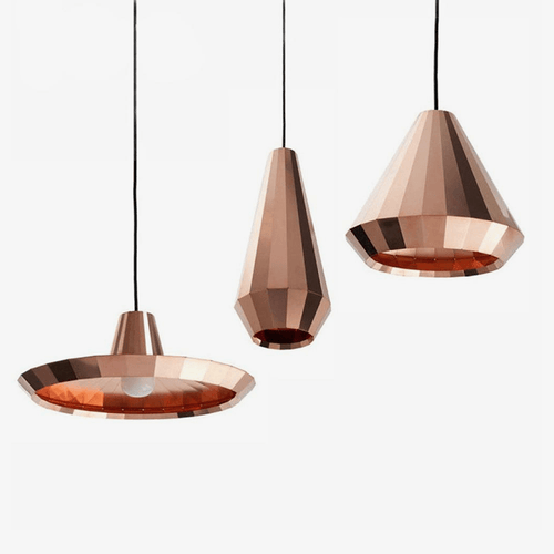 Suspension design rose gold de différentes formes droites Loft