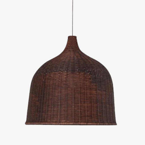 Suspension en rotin LED avec abat-jour en cloche colorée