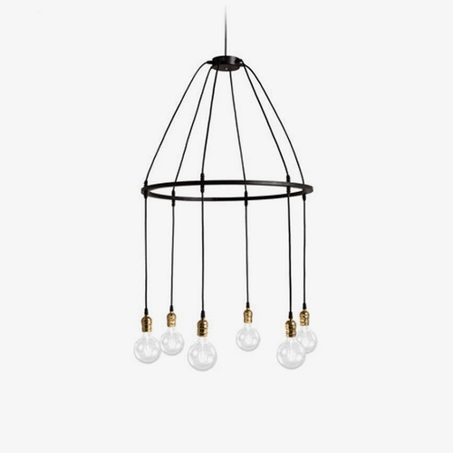 Suspension industrielle LED avec plusieurs ampoules rétro