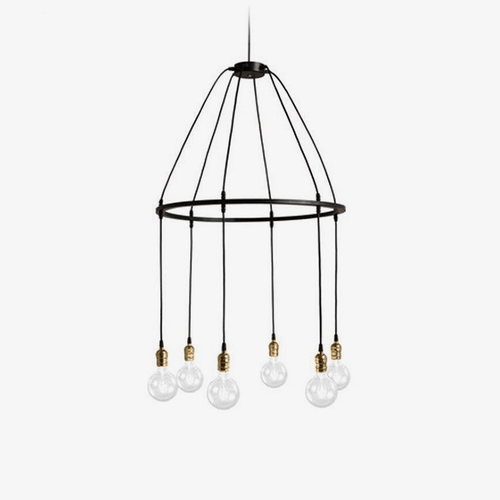 Suspension industrielle LED avec plusieurs ampoules rétro