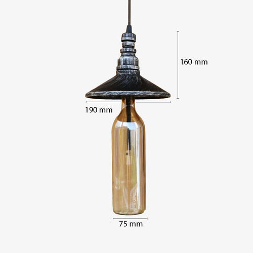 Suspension industrielle LED style bouteille en verre Sanmarino