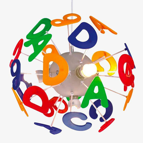 Suspension LED enfant avec lettres de l'alphabet colorées