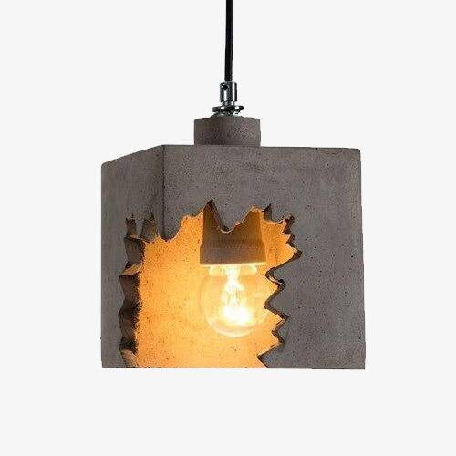 Suspension moderne LED avec abat-jour cube gris Loft