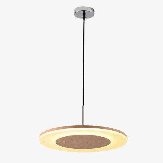Suspension moderne LED avec disque en bois style Hang - vue 2 sur 7