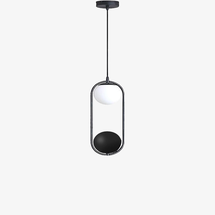 Suspension moderne LED ovale en métal noir Loom - vue 6 sur 8