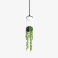 Suspension moderne LED ovale en métal noir Loom