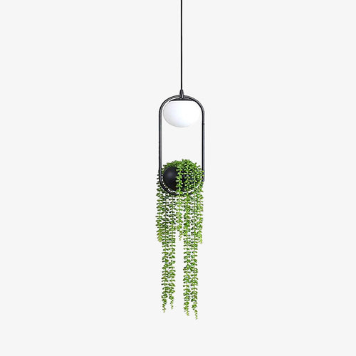 Suspension moderne LED ovale en métal noir Loom