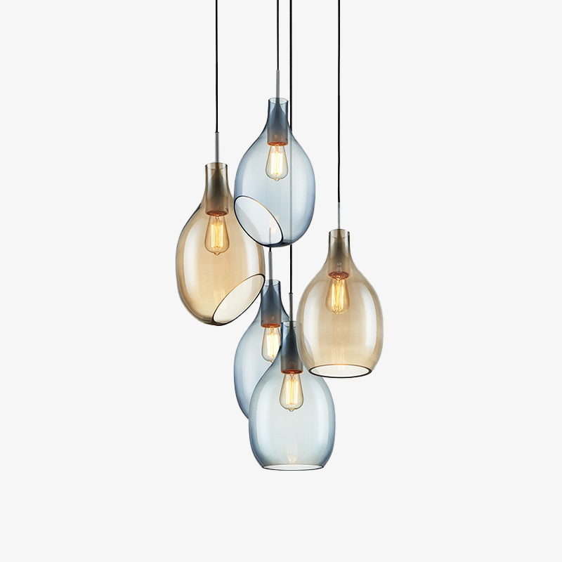 Suspension nordic avec abat-jour en verre Halek - vue 2 sur 9