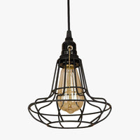 Suspension rétro à LED avec abat-jour cage en métal Edison