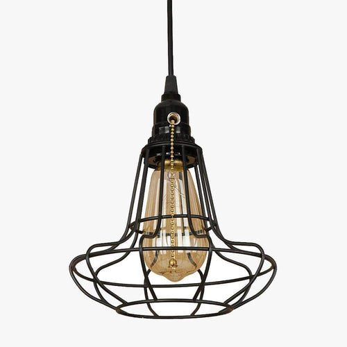 Suspension rétro à LED avec abat-jour cage en métal Edison
