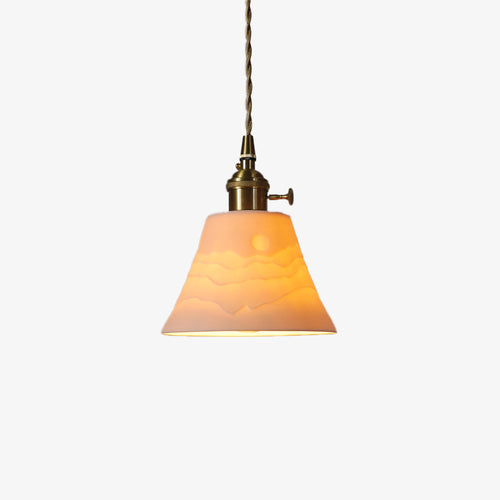 Suspension rétro avec abat-jour en céramique Mellia