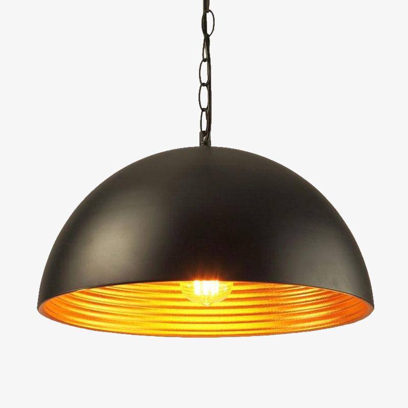 Suspension retro LED avec abat-jour arrondie en métal - vue 2 sur 6