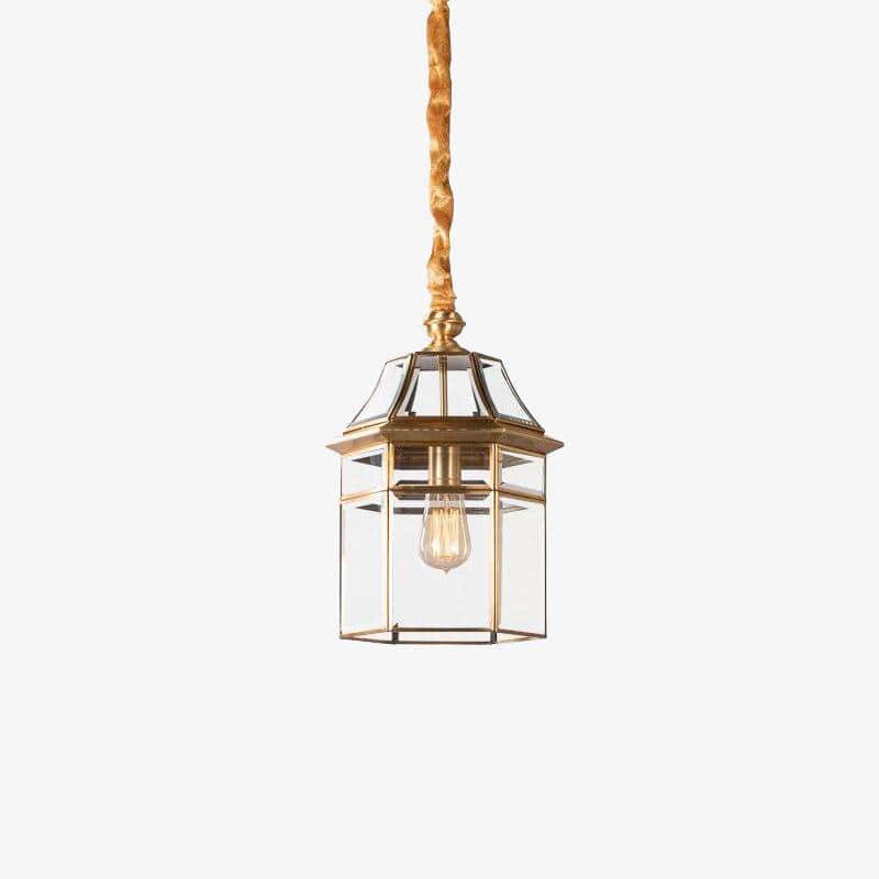 Suspension rétro LED avec abat-jour en verre et métal doré - vue 4 sur 6