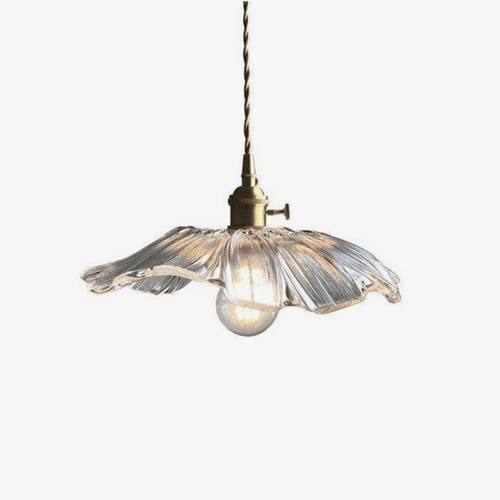 Suspension rétro LED avec abat-jour en verre style flowers