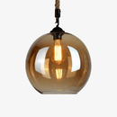 Suspension rétro LED avec boule en verre fumé style Rope