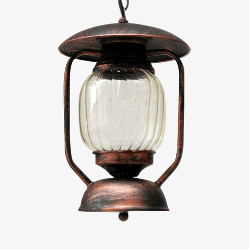 Suspension rétro LED en métal avec abat-jour en verre arrondi