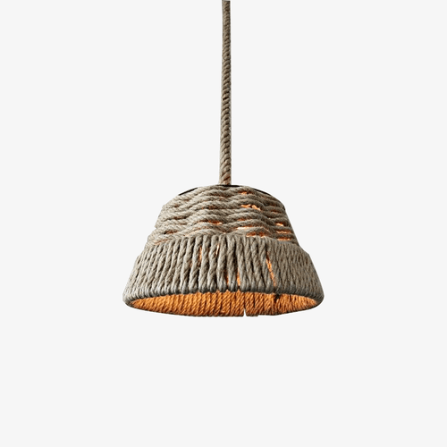 Suspension rustique LED avec abat-jour cordage