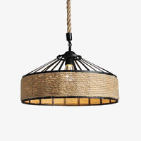Suspension rustique LED avec cercle en rotin Country