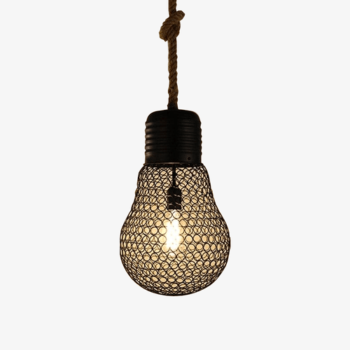 Suspension rustique LED avec imitation ampoule en métal