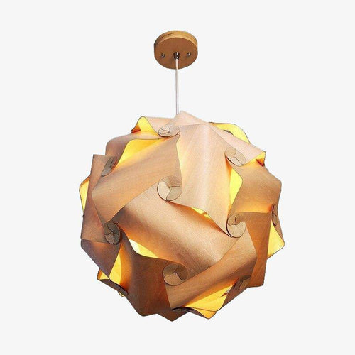 Suspension vintage LED en bois style japonais