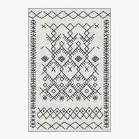 Tapis berbère rectangle à dessins noir et blanc Live