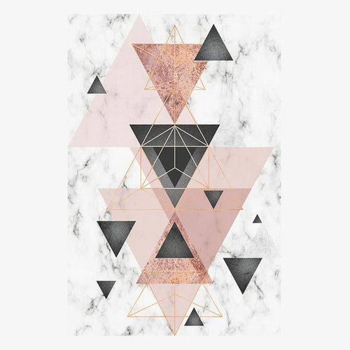 Tapis design géométrique rectangle aux triangles roses Area