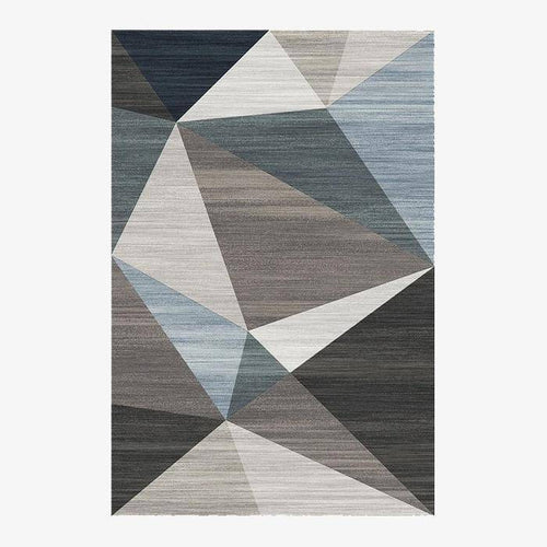 Tapis design géométrique rectangle gris et touches de bleu Area - vue 2 sur 2