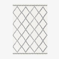 Tapis rectangle berbères blanc à motifs carreaux noirs Sala