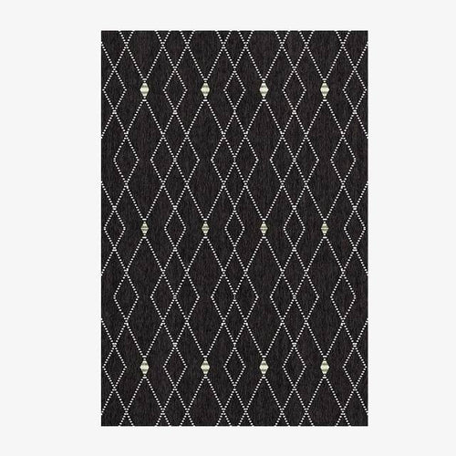 Tapis rectangle berbères noir à motifs blancs Sala B