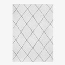 Tapis rectangle shaggy berbère blanc à motifs Ourain