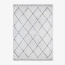 Tapis rectangle shaggy berbère blanc à motifs quadrillage Ourain