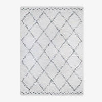 Tapis rectangle shaggy berbère blanc à motifs quadrillage Ourain