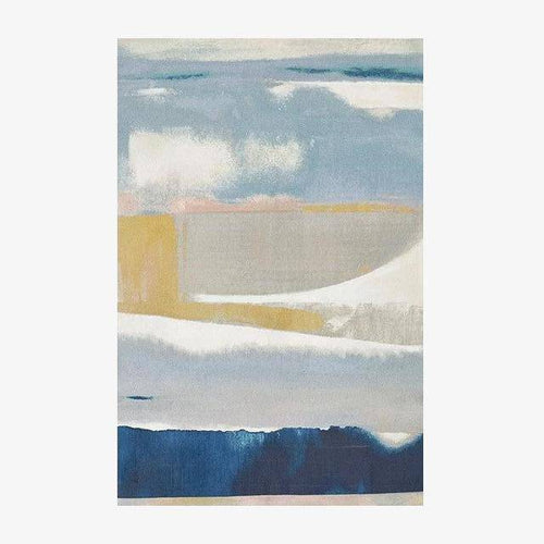 Tapis rectangle touches de bleus au pinceau